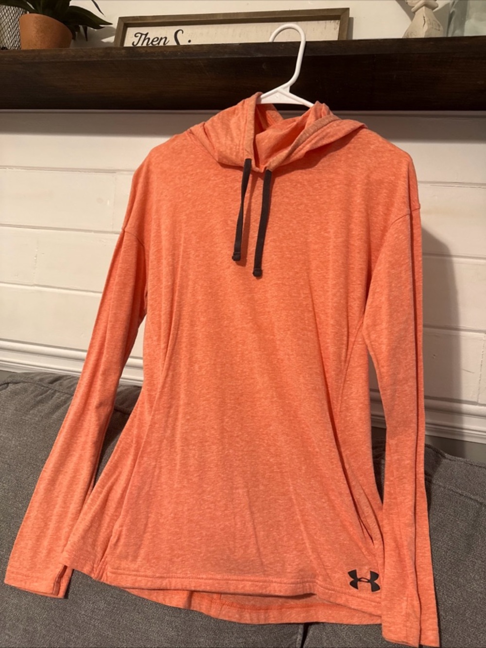 Under Armour Coral-Orange Hooded Long Sleeve Pullover